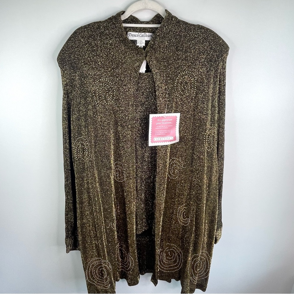 Vintage French Collizioni Gold Metallic Jacket And Tank Top Set Size 4X